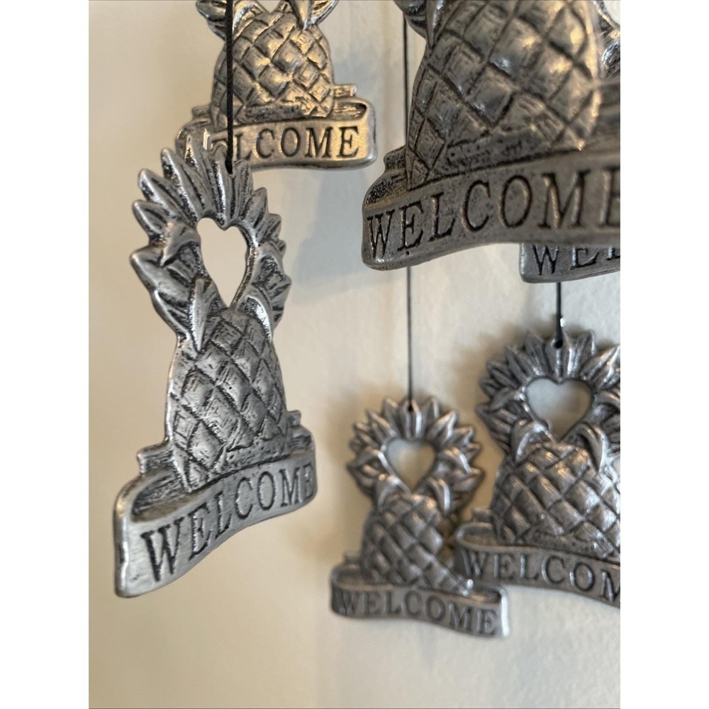 Vintage Carson Metal Wind Chime USA Made Pineapple Welcome Hospitality Decor - Picture 7 of 16
